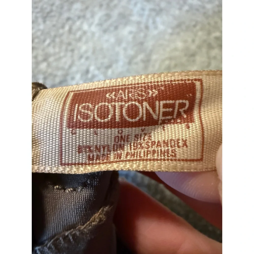 Vintage Aris Isotoner Driving Gloves Taupe Brown Leather Chevron Spandex Womens